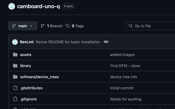 image of RevLmt/camboard-uno-q that holds the open source hardware for the first, working UNO Q camera breakout module.